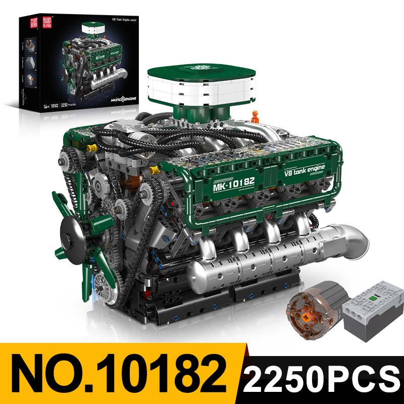 Model Kit Engine V8 - Mould King 10182 V8 Tank Motoru