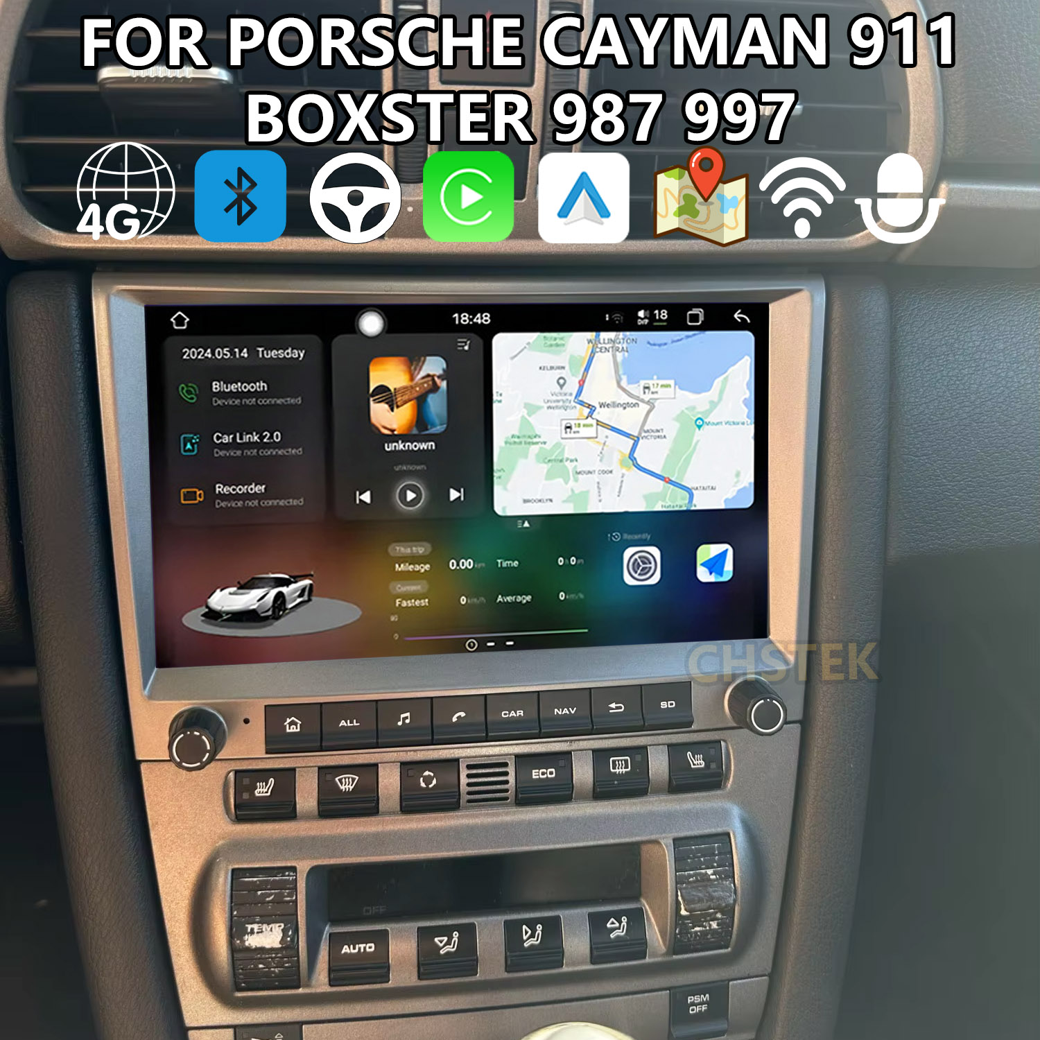 Model Kit Porsche 911 - CHSTEK Araba Carplay Navigasyon Porsche 911