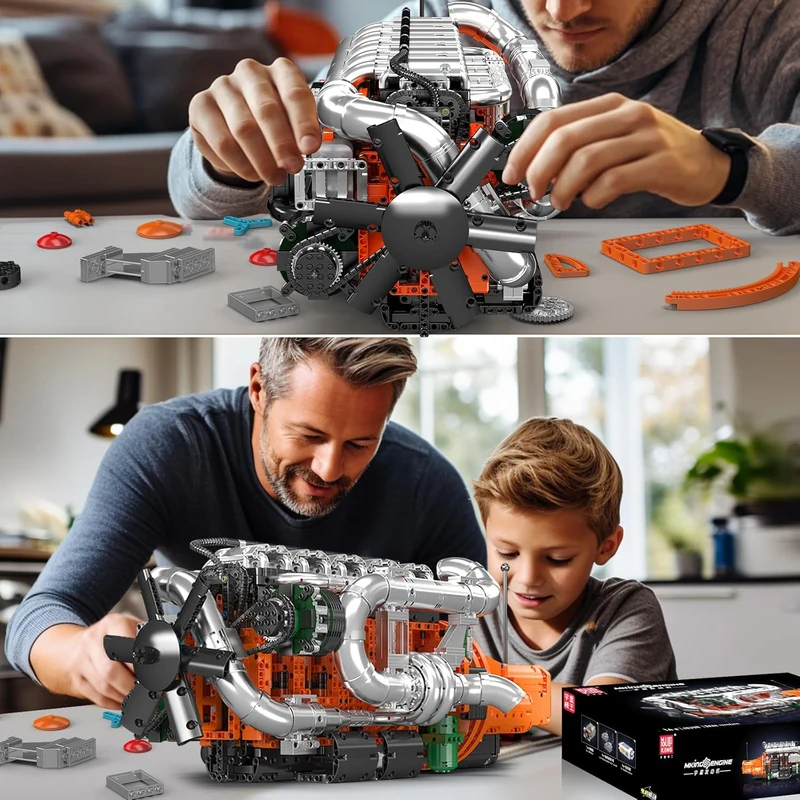Model Kit Engine V8 - Mould King 10200 V8 Çift Turbo