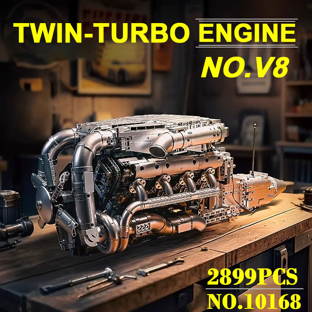 Model Kit Engine V8 - Mould King 10168 V8 Çift Turbo