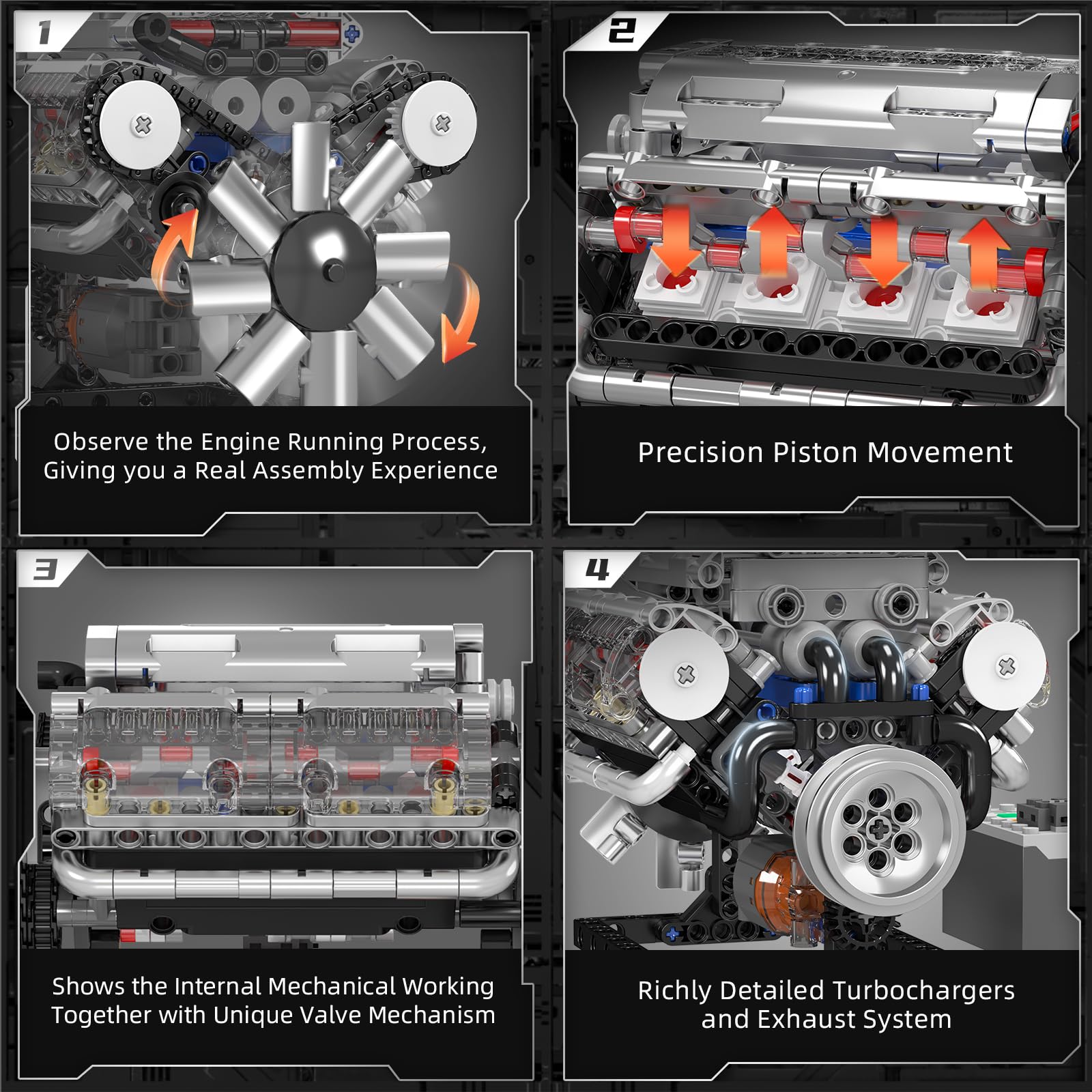 Mould King 10088 V8 Motor Yapı - Model Kit Engine V8 incelemesi ve fiyatı