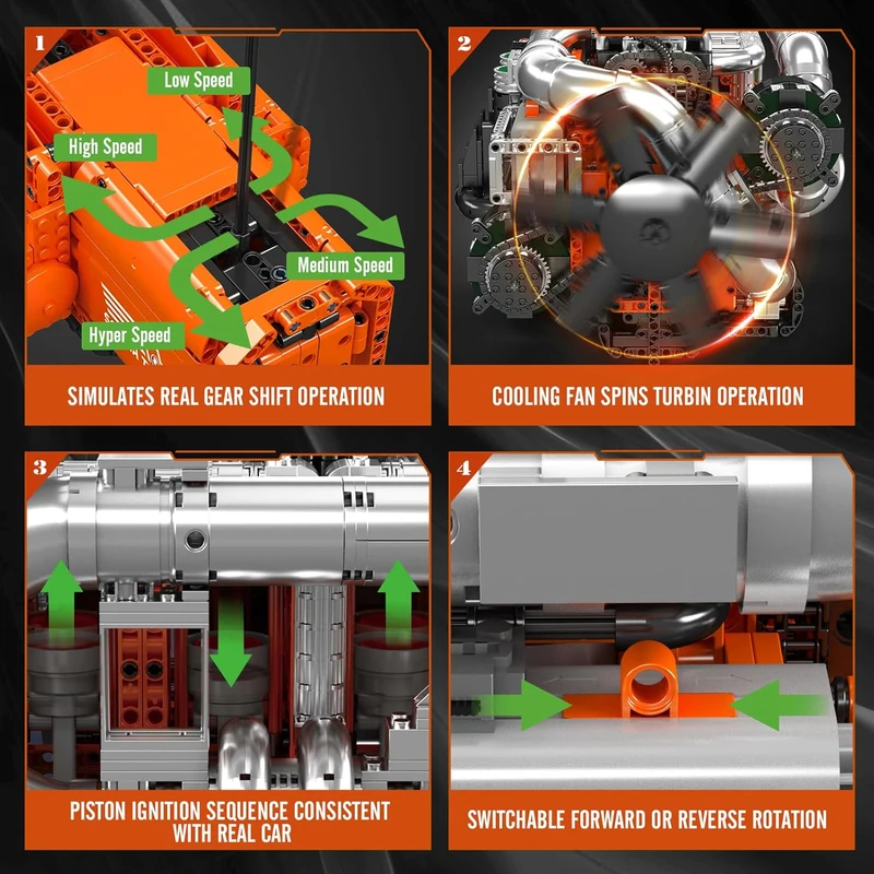 Mould King 10200 V8 Çift Turbo - Model Kit Engine V8 incelemesi ve fiyatı